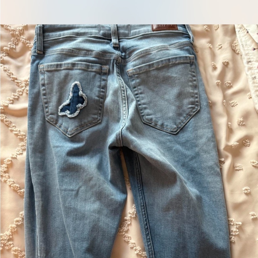 Hollister Blue Skinny Jeans with Butterfly Appliqués - Picture 4 of 5